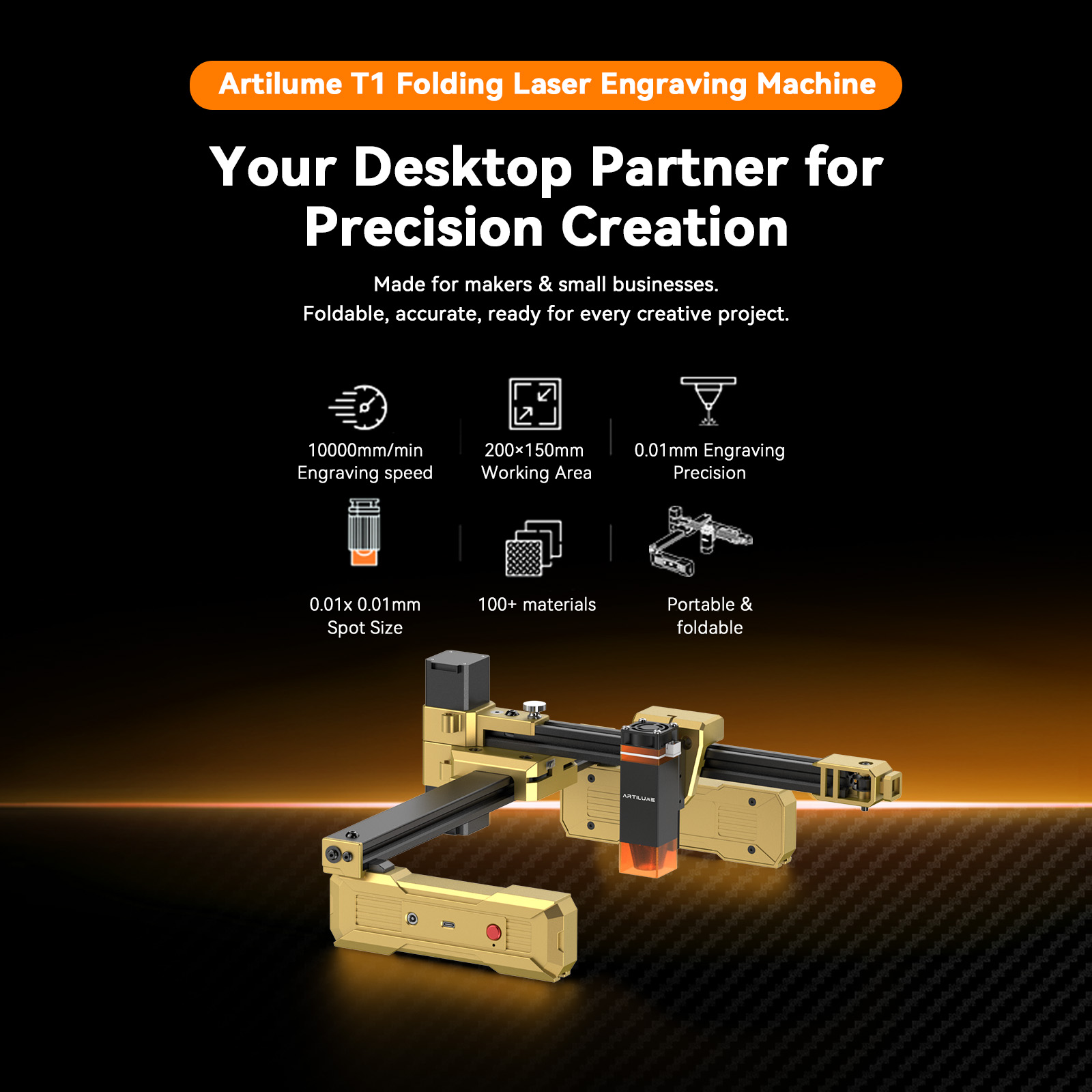 Industrial Handheld Laser Engraver - เครื่องแกะสลักเลเซอร์ Artilume T1 7W แกะสลักละเอียดพิเศษ 0.01