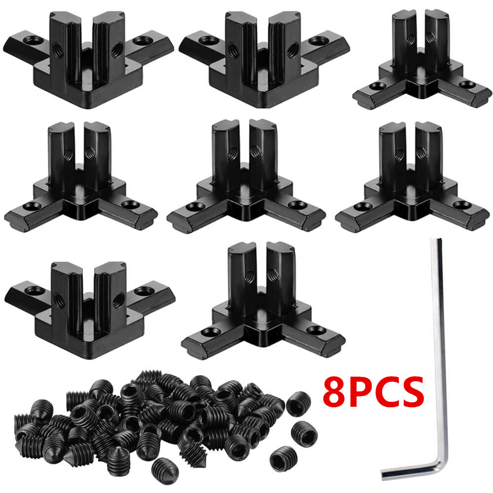 Aluminum T-Slot Profile - ขายึดมุม 90 องศาอะลูมิเนียม 8 ชิ้น, ข้อต่อช่อง